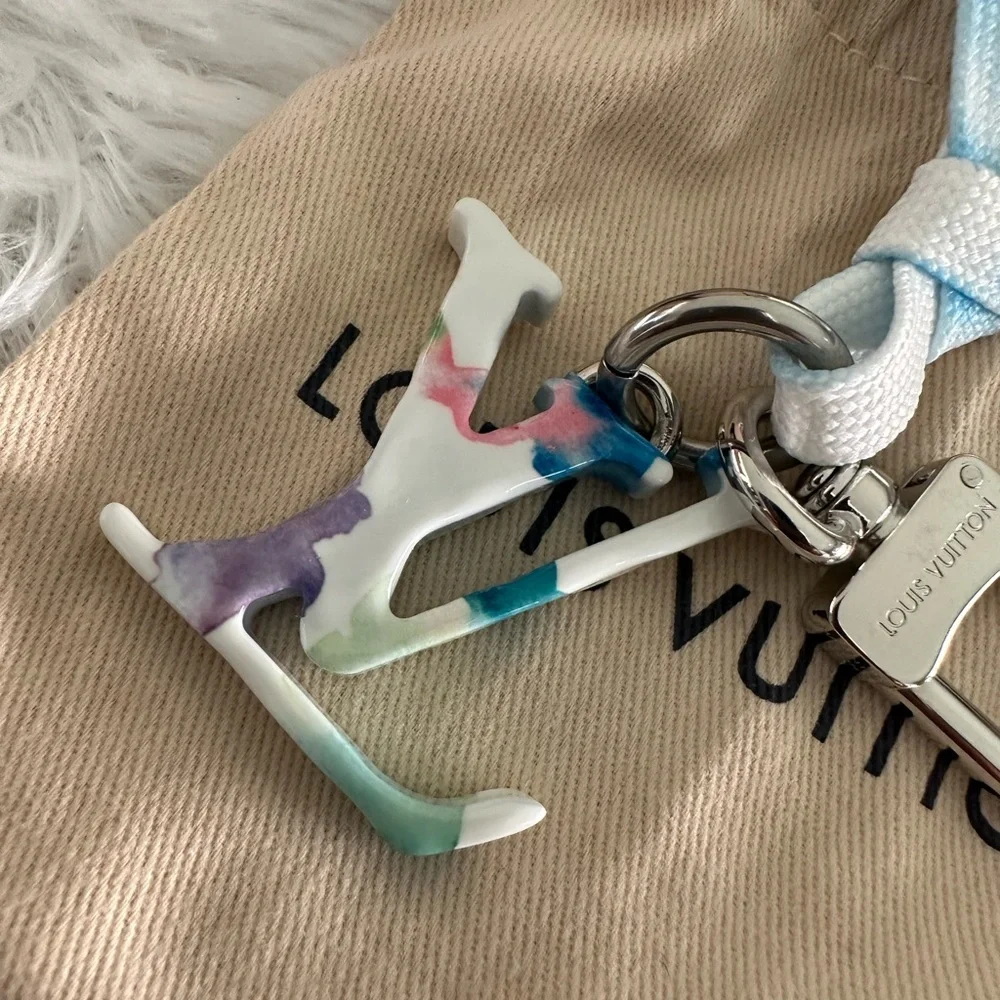 Authentic Louis Vuitton LE‎ Watercolor LV bag Charm Key Holder NEW